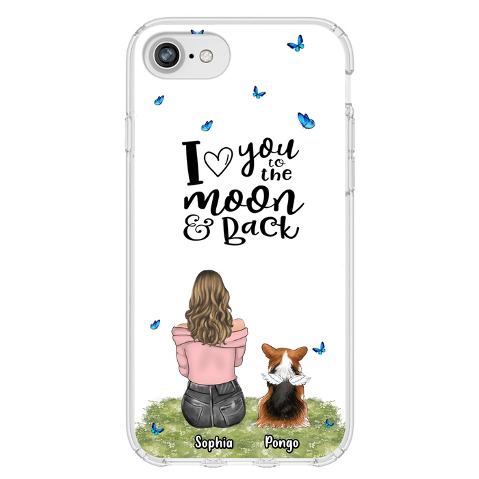 Personalized Dog Phone Case - Upto 4 Dogs - Gift Idea For Dog Owners - I Love You To The Moon & Back  - Case For iPhone/Samsung