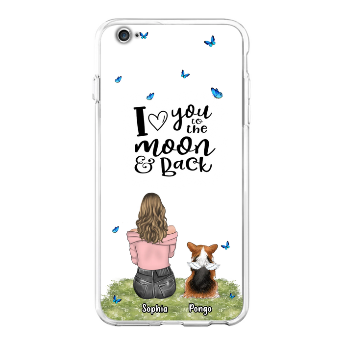 Personalized Dog Phone Case - Upto 4 Dogs - Gift Idea For Dog Owners - I Love You To The Moon & Back  - Case For iPhone/Samsung