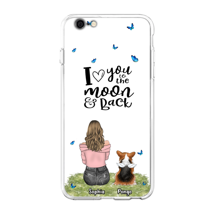 Personalized Dog Phone Case - Upto 4 Dogs - Gift Idea For Dog Owners - I Love You To The Moon & Back  - Case For iPhone/Samsung