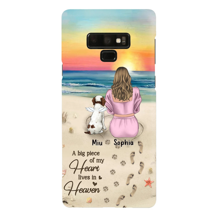 Custom Personalized Memorial Dog Mom Phone Case - Upto 3 Dogs - Memorial Gift Idea for Dog Owners - A Big Piece Of My Heart Lives In Heaven - Case for iPhone/Samsung