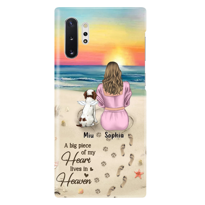 Custom Personalized Memorial Dog Mom Phone Case - Upto 3 Dogs - Memorial Gift Idea for Dog Owners - A Big Piece Of My Heart Lives In Heaven - Case for iPhone/Samsung