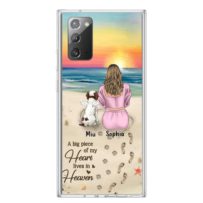 Custom Personalized Memorial Dog Mom Phone Case - Upto 3 Dogs - Memorial Gift Idea for Dog Owners - A Big Piece Of My Heart Lives In Heaven - Case for iPhone/Samsung
