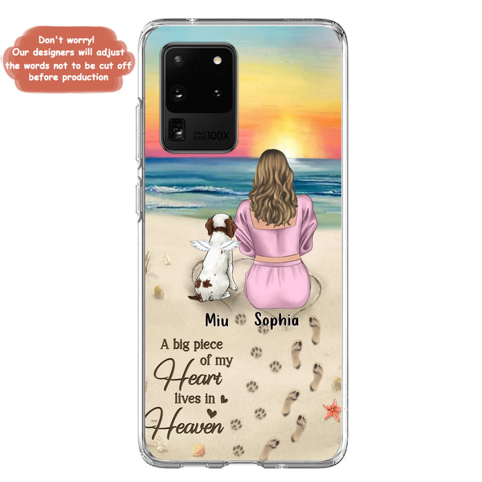 Custom Personalized Memorial Dog Mom Phone Case - Upto 3 Dogs - Memorial Gift Idea for Dog Owners - A Big Piece Of My Heart Lives In Heaven - Case for iPhone/Samsung