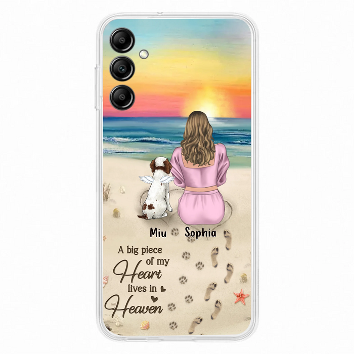 Custom Personalized Memorial Dog Mom Phone Case - Upto 3 Dogs - Memorial Gift Idea for Dog Owners - A Big Piece Of My Heart Lives In Heaven - Case for iPhone/Samsung