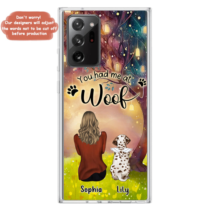 Custom Personalized Memorial Dog Mom Phone Case - Upto 3 Dogs - Memorial Gift Idea for Dog Lovers - You Had Me At Woof