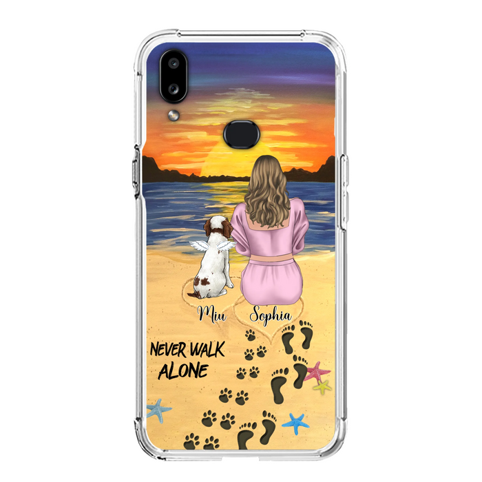 Custom Personalized Memorial Dog Mom Phone Case - Upto 3 Dogs - Memorial Gift Idea for Dog Owners - Never Walk Alone - Case for iPhone/Samsung