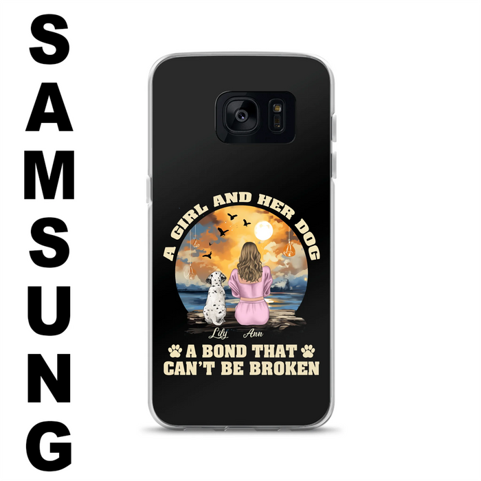 Custom Personalized Dog Mom Phone Case - Upto 4 Dogs - Gift Idea for Dog Owners - Case For iPhone/ Samsung - A Girl And Her Dog A Bond That Can't Be Broken