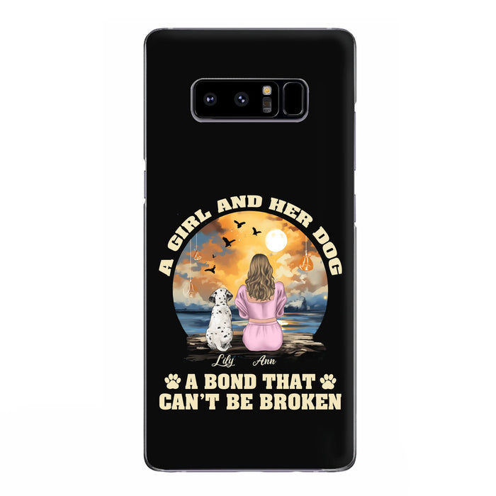 Custom Personalized Dog Mom Phone Case - Upto 4 Dogs - Gift Idea for Dog Owners - Case For iPhone/ Samsung - A Girl And Her Dog A Bond That Can't Be Broken