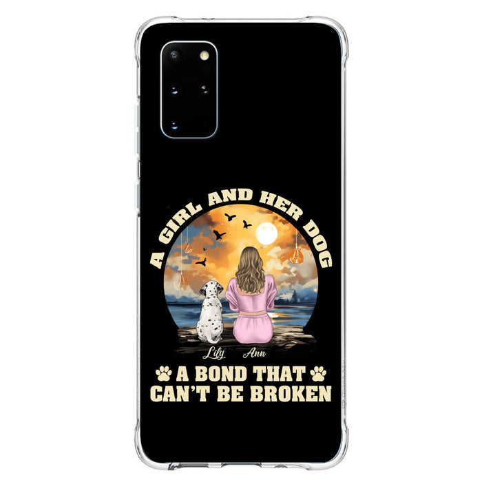 Custom Personalized Dog Mom Phone Case - Upto 4 Dogs - Gift Idea for Dog Owners - Case For iPhone/ Samsung - A Girl And Her Dog A Bond That Can't Be Broken