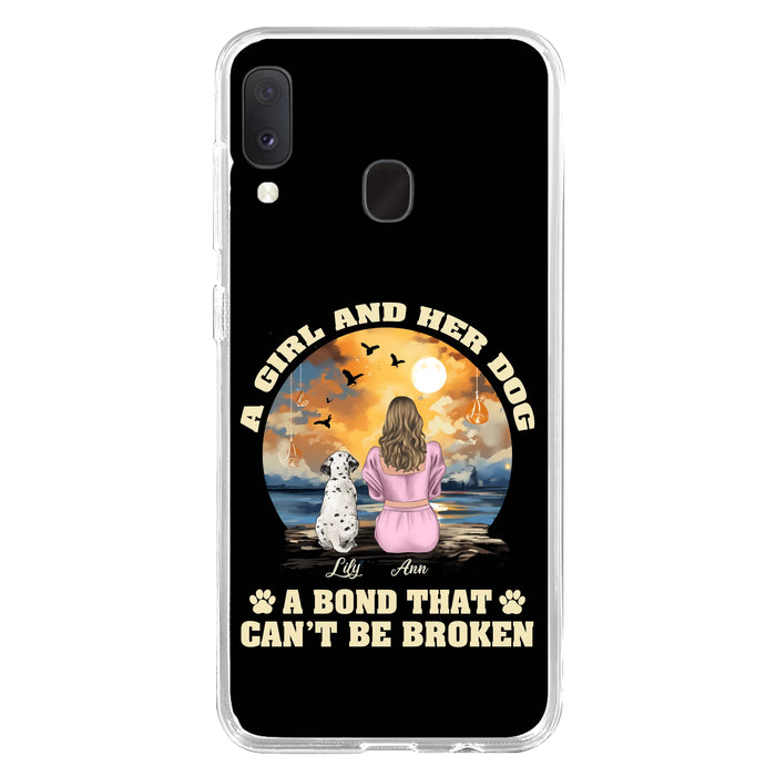 Custom Personalized Dog Mom Phone Case - Upto 4 Dogs - Gift Idea for Dog Owners - Case For iPhone/ Samsung - A Girl And Her Dog A Bond That Can't Be Broken