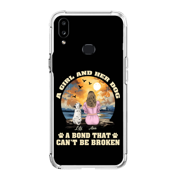 Custom Personalized Dog Mom Phone Case - Upto 4 Dogs - Gift Idea for Dog Owners - Case For iPhone/ Samsung - A Girl And Her Dog A Bond That Can't Be Broken