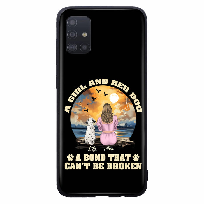 Custom Personalized Dog Mom Phone Case - Upto 4 Dogs - Gift Idea for Dog Owners - Case For iPhone/ Samsung - A Girl And Her Dog A Bond That Can't Be Broken