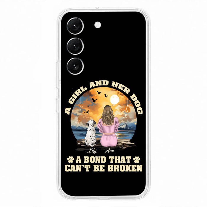 Custom Personalized Dog Mom Phone Case - Upto 4 Dogs - Gift Idea for Dog Owners - Case For iPhone/ Samsung - A Girl And Her Dog A Bond That Can't Be Broken