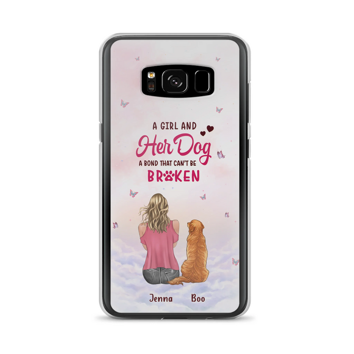 Custom Personalized Dog Mom Phone Case - Upto 5 Dogs - Gift Idea For Dog Lovers - A Girl And Her Dog A Bond That Can't Be Broken - Case for iPhone/Samsung