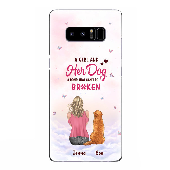 Custom Personalized Dog Mom Phone Case - Upto 5 Dogs - Gift Idea For Dog Lovers - A Girl And Her Dog A Bond That Can't Be Broken - Case for iPhone/Samsung