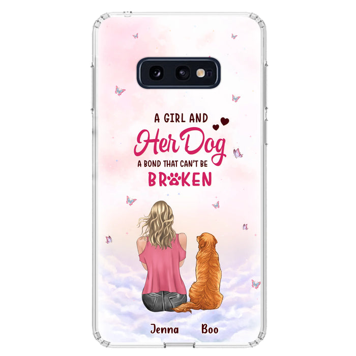 Custom Personalized Dog Mom Phone Case - Upto 5 Dogs - Gift Idea For Dog Lovers - A Girl And Her Dog A Bond That Can't Be Broken - Case for iPhone/Samsung