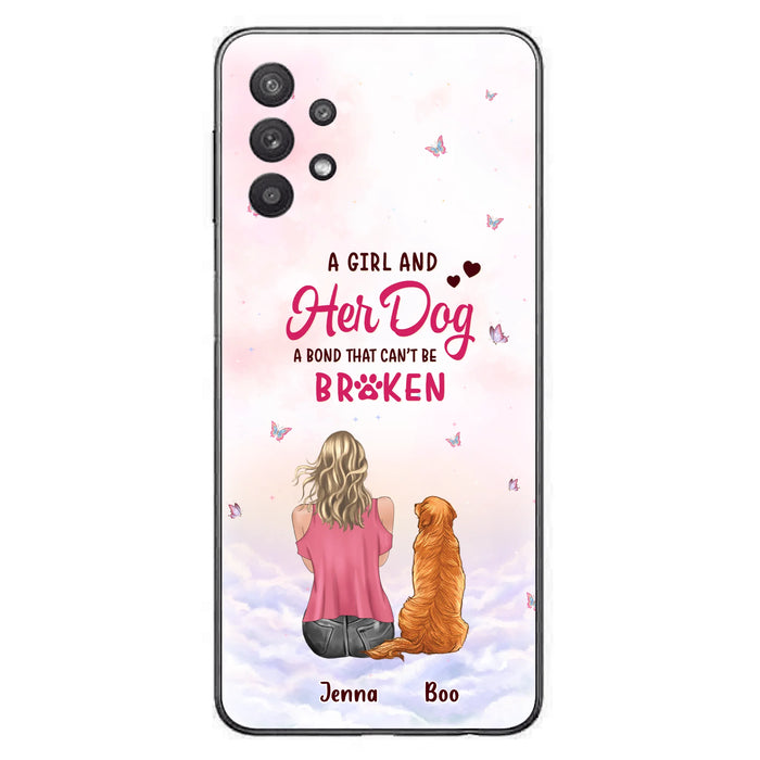 Custom Personalized Dog Mom Phone Case - Upto 5 Dogs - Gift Idea For Dog Lovers - A Girl And Her Dog A Bond That Can't Be Broken - Case for iPhone/Samsung