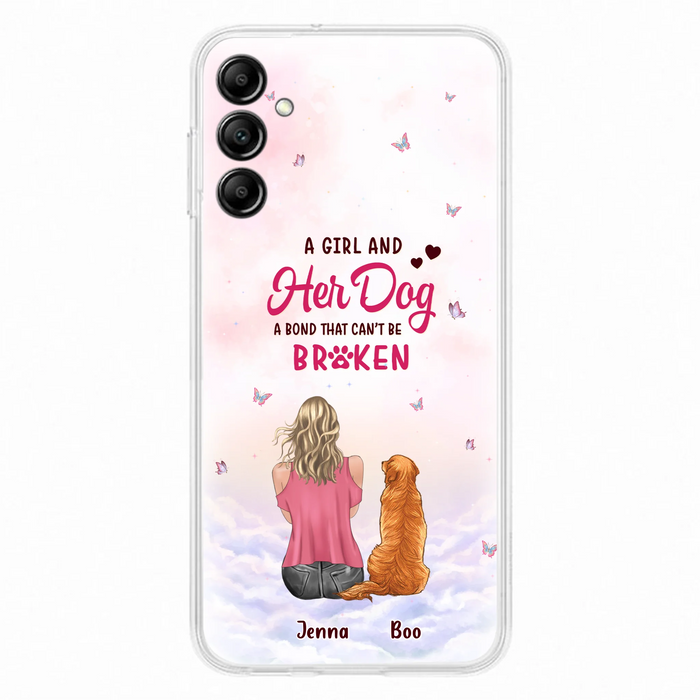 Custom Personalized Dog Mom Phone Case - Upto 5 Dogs - Gift Idea For Dog Lovers - A Girl And Her Dog A Bond That Can't Be Broken - Case for iPhone/Samsung