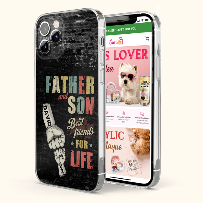Custom Personalized Father Phone Case - Upto 5 Children - Father's Day Gift Idea from Sons/Daughters - Father And Son/Daughter Best Friends For Life - Case for iPhone/Samsung