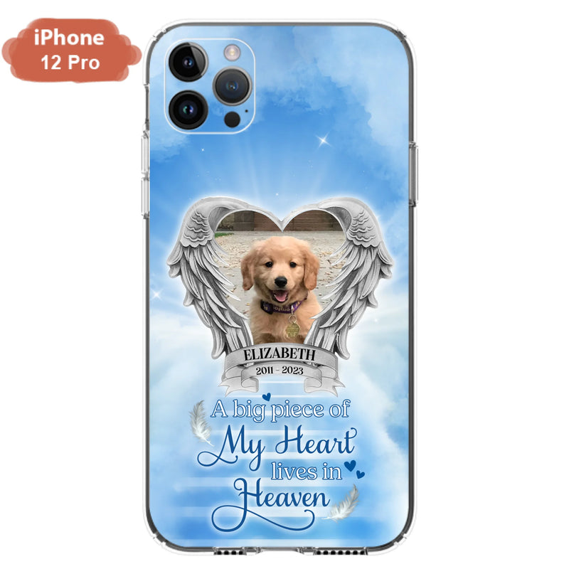 Custom Personalized Memorial Phone Case - Upload Photo - Memorial Gift Idea For Family Member/ Pet Owner - A Big Piece Of My Heart Lives In Heaven - Case For iPhone And Samsung