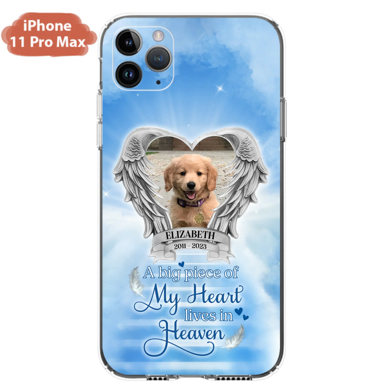 Custom Personalized Memorial Phone Case - Upload Photo - Memorial Gift Idea For Family Member/ Pet Owner - A Big Piece Of My Heart Lives In Heaven - Case For iPhone And Samsung
