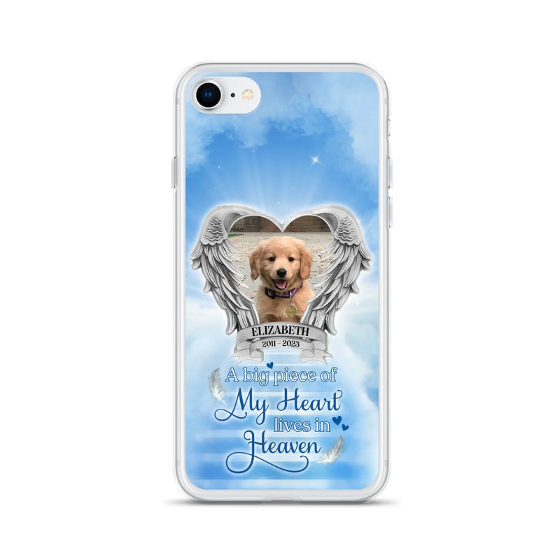 Custom Personalized Memorial Phone Case - Upload Photo - Memorial Gift Idea For Family Member/ Pet Owner - A Big Piece Of My Heart Lives In Heaven - Case For iPhone And Samsung