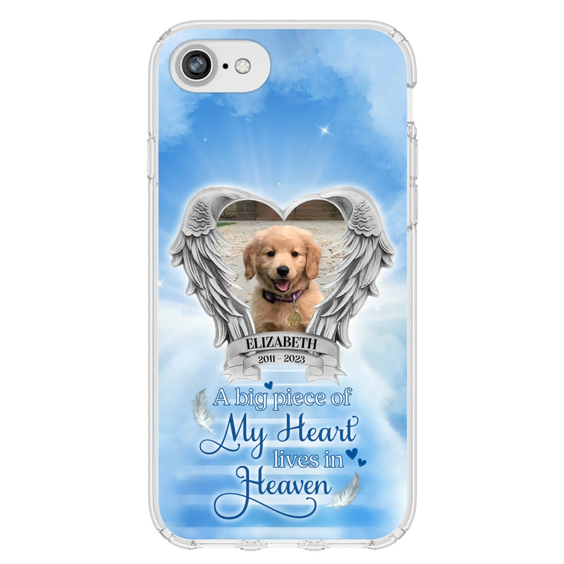 Custom Personalized Memorial Phone Case - Upload Photo - Memorial Gift Idea For Family Member/ Pet Owner - A Big Piece Of My Heart Lives In Heaven - Case For iPhone And Samsung