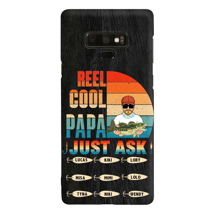Custom Personalized Reel Cool Dad Phone Case - Gift Idea For Father's Day/Grandpa/Fishing Lovers - Upto 9 Kids - Reel Cool Papa Just Ask - Cases For iPhone/Samsung