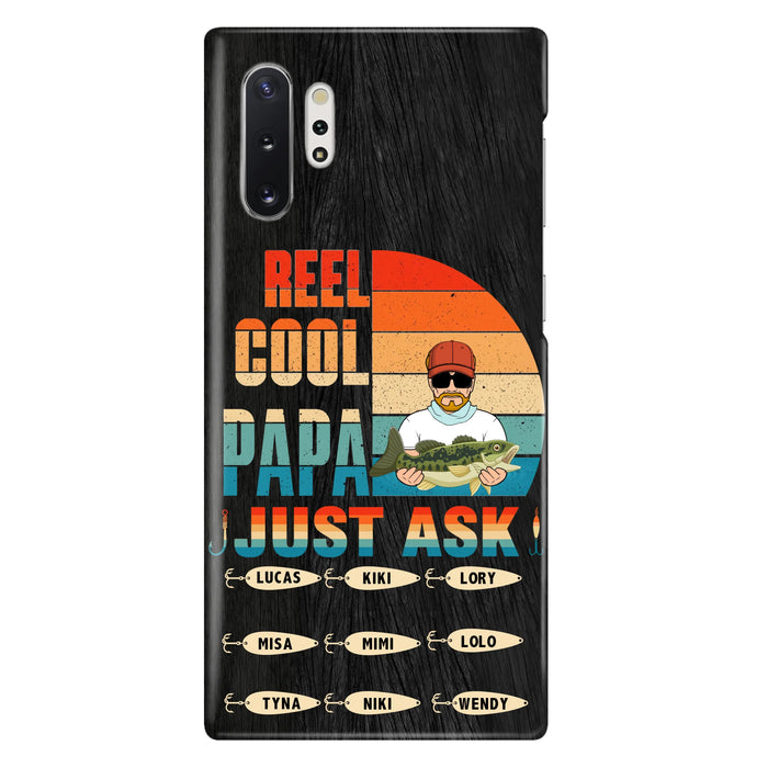 Custom Personalized Reel Cool Dad Phone Case - Gift Idea For Father's Day/Grandpa/Fishing Lovers - Upto 9 Kids - Reel Cool Papa Just Ask - Cases For iPhone/Samsung