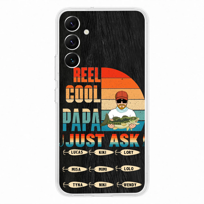 Custom Personalized Reel Cool Dad Phone Case - Gift Idea For Father's Day/Grandpa/Fishing Lovers - Upto 9 Kids - Reel Cool Papa Just Ask - Cases For iPhone/Samsung
