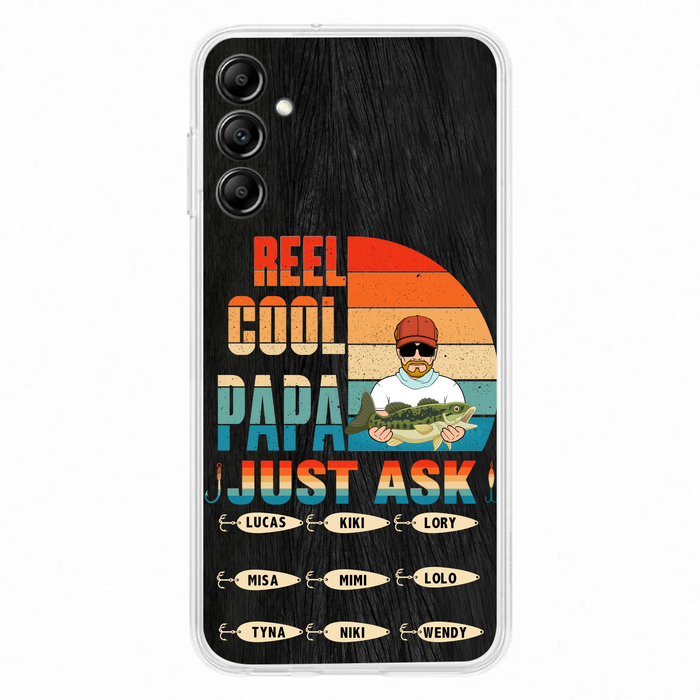Custom Personalized Reel Cool Dad Phone Case - Gift Idea For Father's Day/Grandpa/Fishing Lovers - Upto 9 Kids - Reel Cool Papa Just Ask - Cases For iPhone/Samsung