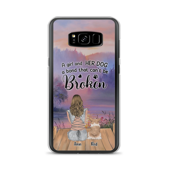 Custom Personalized Dog Mom Phone Case - Upto 4 Dogs - Mother's Day Gift Idea for Dog Lovers - A Girl And Her Dog A Bond That Can't Be Broken - Case for iPhone/Samsung