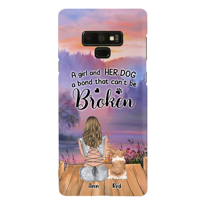 Custom Personalized Dog Mom Phone Case - Upto 4 Dogs - Mother's Day Gift Idea for Dog Lovers - A Girl And Her Dog A Bond That Can't Be Broken - Case for iPhone/Samsung