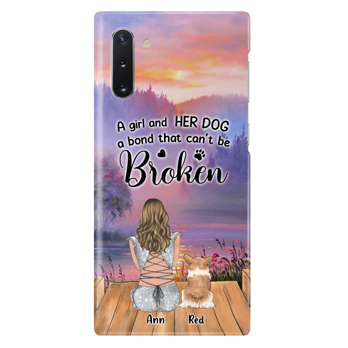 Custom Personalized Dog Mom Phone Case - Upto 4 Dogs - Mother's Day Gift Idea for Dog Lovers - A Girl And Her Dog A Bond That Can't Be Broken - Case for iPhone/Samsung