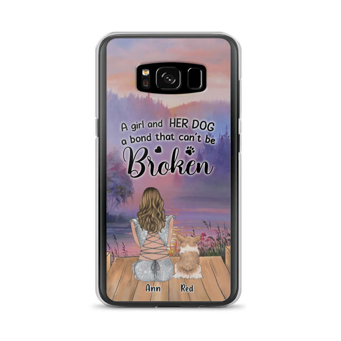 Custom Personalized Dog Mom Phone Case - Upto 4 Dogs - Mother's Day Gift Idea for Dog Lovers - A Girl And Her Dog A Bond That Can't Be Broken - Case for iPhone/Samsung