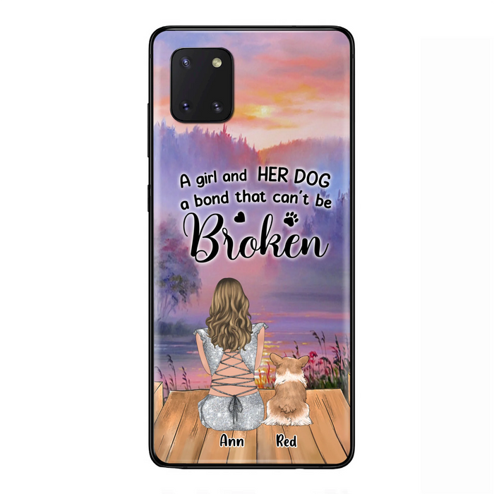 Custom Personalized Dog Mom Phone Case - Upto 4 Dogs - Mother's Day Gift Idea for Dog Lovers - A Girl And Her Dog A Bond That Can't Be Broken - Case for iPhone/Samsung
