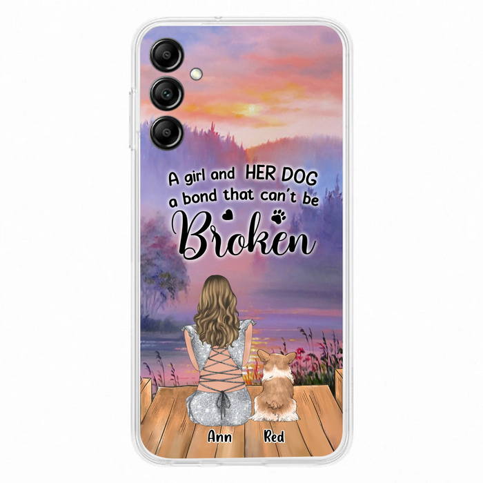 Custom Personalized Dog Mom Phone Case - Upto 4 Dogs - Mother's Day Gift Idea for Dog Lovers - A Girl And Her Dog A Bond That Can't Be Broken - Case for iPhone/Samsung