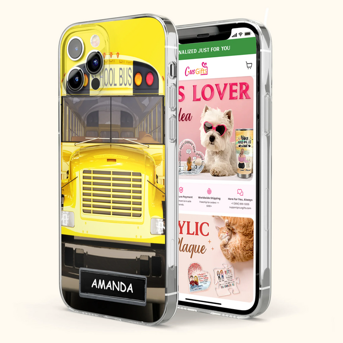 Custom Personalized School Bus Phone Case - Gift Idea For School Bus Lovers - Case For iPhone, Samsung and Xiaomi