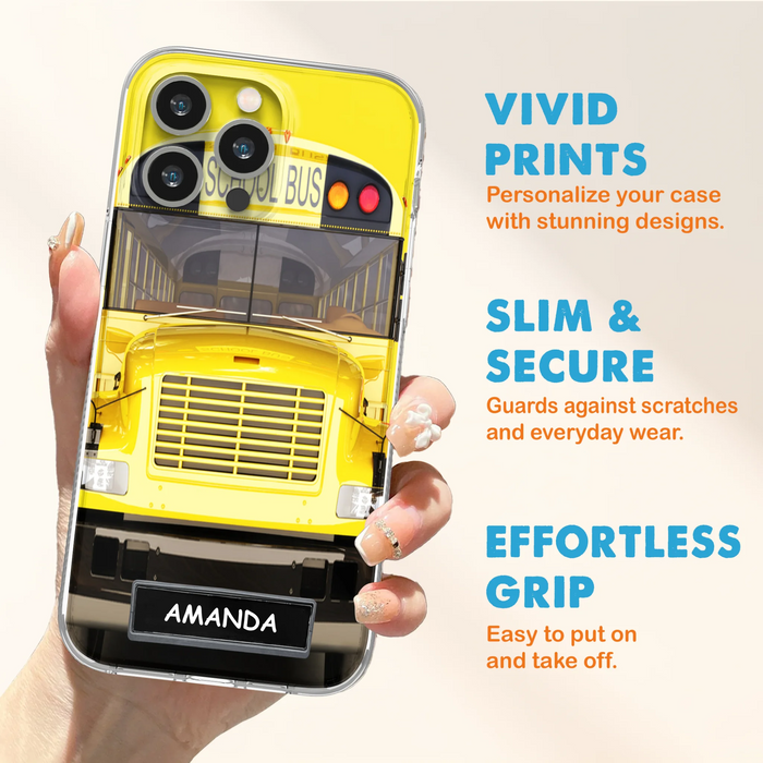 Custom Personalized School Bus Phone Case - Gift Idea For School Bus Lovers - Case For iPhone, Samsung and Xiaomi