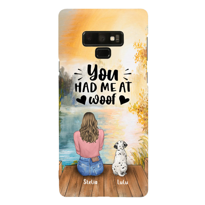 Custom Personalized Dog Mom Phone Case - Best Gift Idea For Dog Lovers - Upto 4 Dogs - You Had Me At Woof - Case For iPhone, Samsung And Xiaomi
