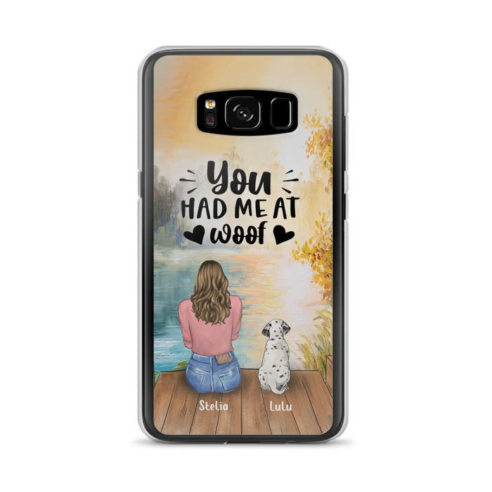 Custom Personalized Dog Mom Phone Case - Best Gift Idea For Dog Lovers - Upto 4 Dogs - You Had Me At Woof - Case For iPhone, Samsung And Xiaomi
