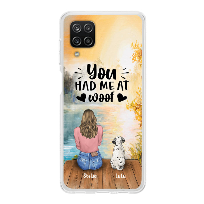 Custom Personalized Dog Mom Phone Case - Best Gift Idea For Dog Lovers - Upto 4 Dogs - You Had Me At Woof - Case For iPhone, Samsung And Xiaomi