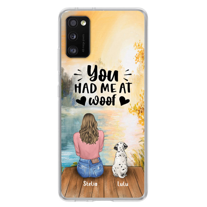 Custom Personalized Dog Mom Phone Case - Best Gift Idea For Dog Lovers - Upto 4 Dogs - You Had Me At Woof - Case For iPhone, Samsung And Xiaomi
