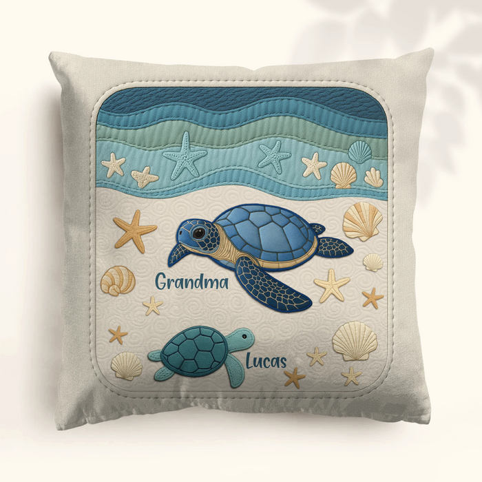 Personalized Turtle Grandma Pillow Cover - Gift Idea for Grandma - Up to 6 Grandkids