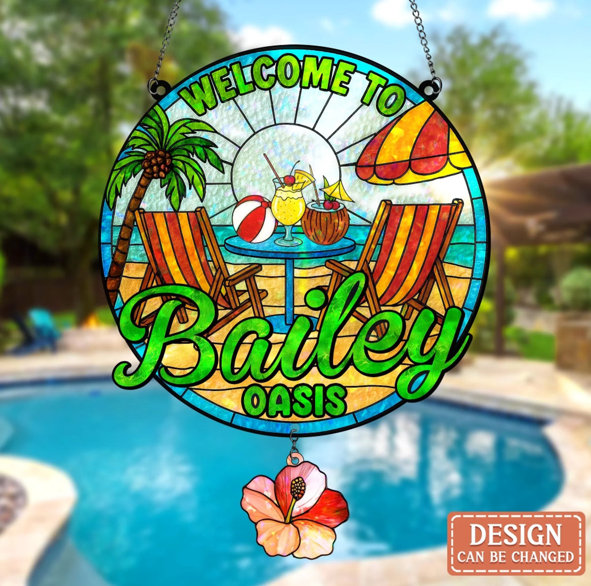 Custom Personalized Poolside Acrylic Suncatcher - Summer Gift Idea - W ...