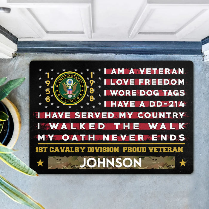 Personalized Veteran Doormat - Gift Idea For Veteran - I Am A Veteran I Love Freedom
