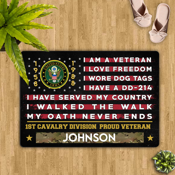 Personalized Veteran Doormat - Gift Idea For Veteran - I Am A Veteran I Love Freedom