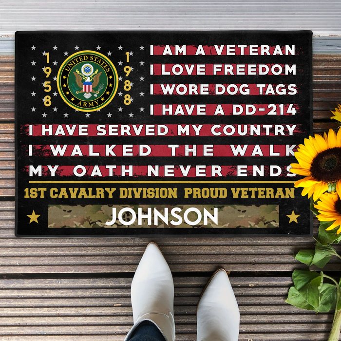 Personalized Veteran Doormat - Gift Idea For Veteran - I Am A Veteran I Love Freedom