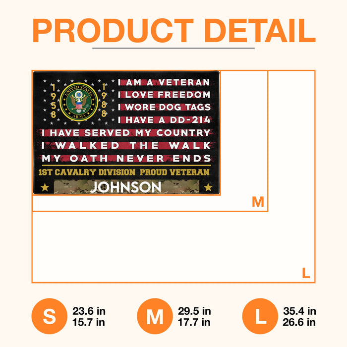Personalized Veteran Doormat - Gift Idea For Veteran - I Am A Veteran I Love Freedom