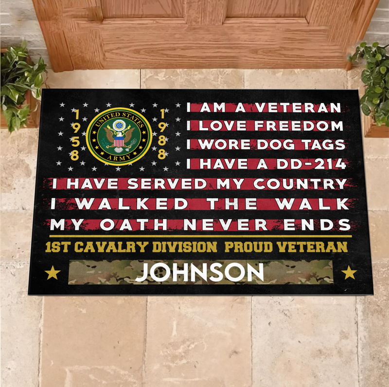 Personalized Veteran Doormat - Gift Idea For Veteran - I Am A Veteran I Love Freedom